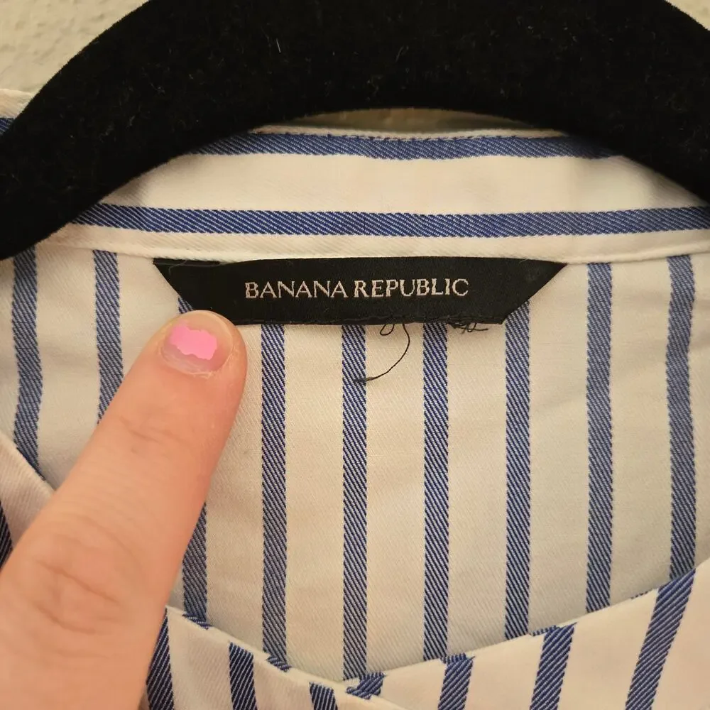 Banana Republic Riley-Fit Stripe Ruffle-Front Shirt 10P - Picture 3 of 11